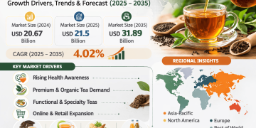 Tea Market Size to Reach USD 31.89 Billion by 2035 | Growth Drivers, Trends, and Industry Analysis